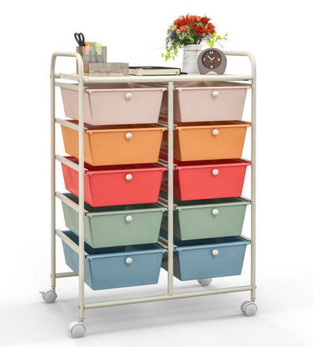 10-Drawer Rolling Storage Cart-Multicolor