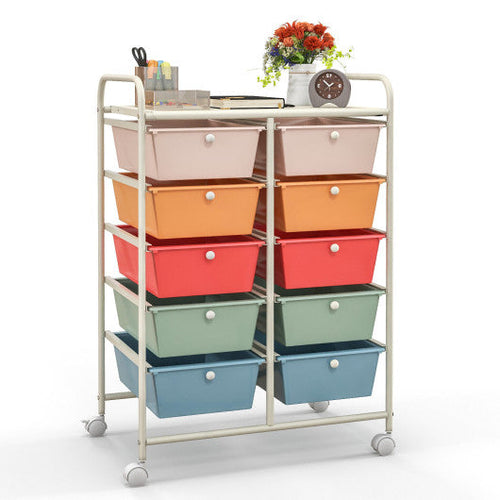 Load image into Gallery viewer, 10-Drawer Rolling Storage Cart-Multicolor
