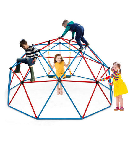 10 Feet Dome Climber with Swing and 800 Lbs Load Capacity-Red