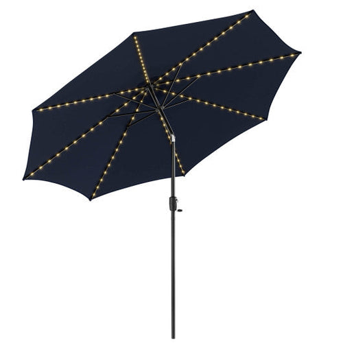 Load image into Gallery viewer, 10 Feet Patio Umbrella with 112 Solar Lights and Crank Handle-Navy
