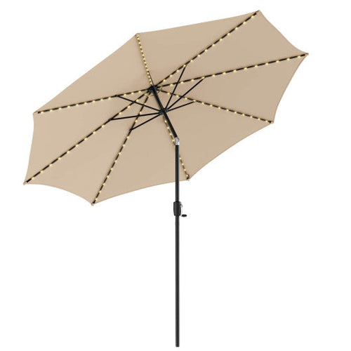 Load image into Gallery viewer, 10 Feet Patio Umbrella with 112 Solar Lights and Crank Handle-Beige
