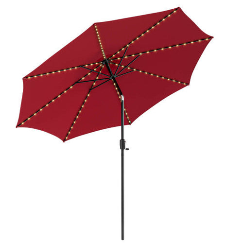 Load image into Gallery viewer, 10 Feet Patio Umbrella with 112 Solar Lights and Crank Handle-Wine
