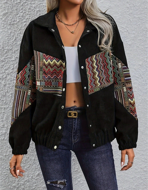 Load image into Gallery viewer, Embroidered Collared Neck Snap Down Jacket

