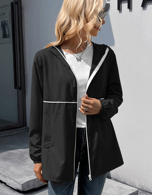 Load image into Gallery viewer, Ivy Lane Zip Up Long Sleeve Hooded Watertight Jacket
