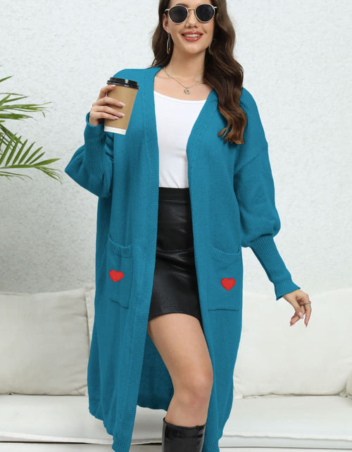 Load image into Gallery viewer, Lantern Sleeve Open Front Pocketed Cardigan
