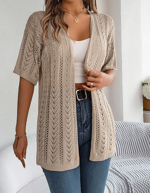 Load image into Gallery viewer, Openwork Open Front Half Sleeve Cardigan
