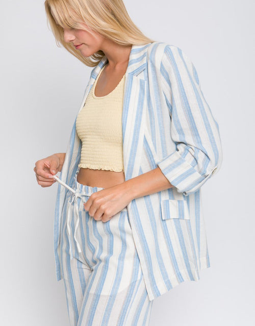 Load image into Gallery viewer, Love Tree Linen Woven Striped Blazer
