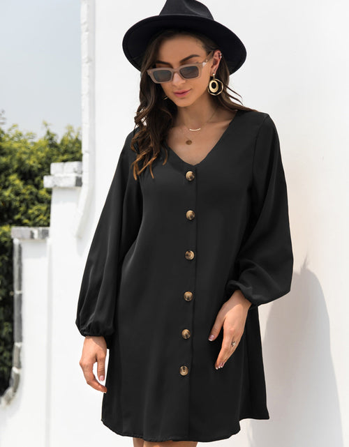 Load image into Gallery viewer, V-Neck Long Sleeve Mini Dress
