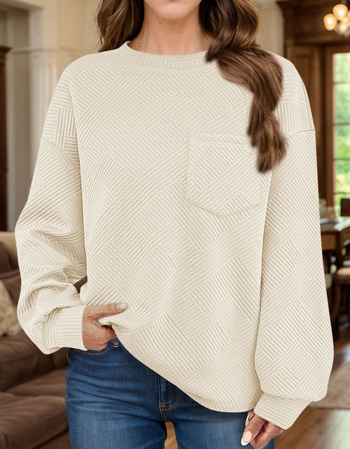Load image into Gallery viewer, Full Size Texture Round Neck Long Sleeve Sweatshirt
