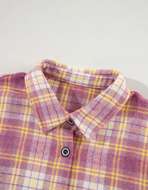 Load image into Gallery viewer, Plaid Collared Neck Button Up Shacket
