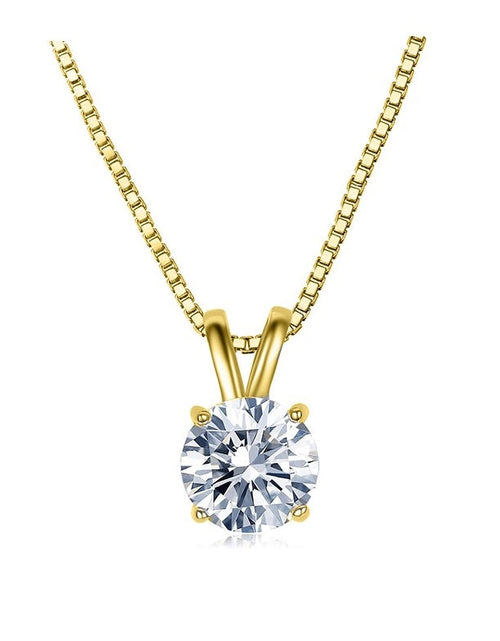 Load image into Gallery viewer, Solid 10K Yellow Gold Round Cut Crystal Pendant by Donatello Gian
