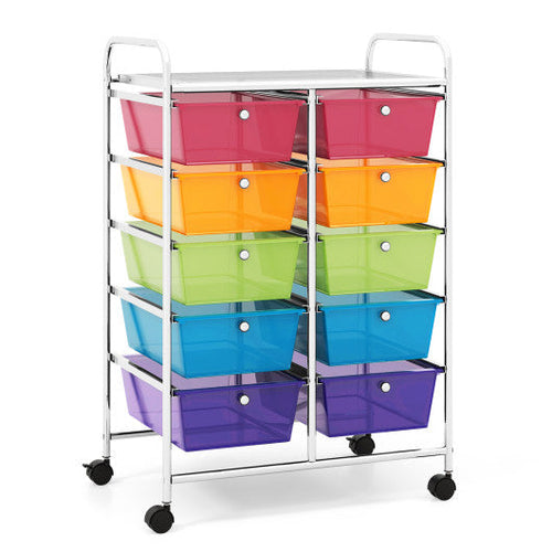 Load image into Gallery viewer, 10-Drawer Rolling Storage Cart-Transparent Multicolor

