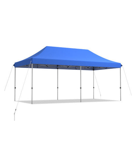 10 x 20 Feet Adjustable Folding Heavy Duty Sun Shelter with Carrying Bag-Blue