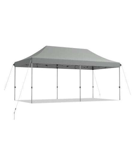 10 x 20 Feet Adjustable Folding Heavy Duty Sun Shelter with Carrying Bag-Gray