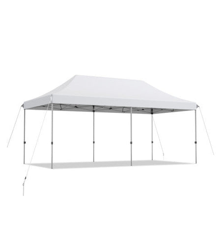 10 x 20 Feet Adjustable Folding Heavy Duty Sun Shelter with Carrying Bag-White