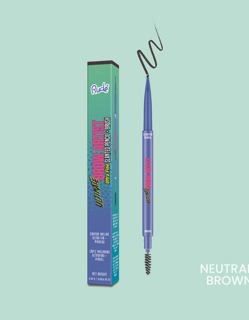 Load image into Gallery viewer, RUDE Ultimate Brow Artist Ultra Fine Slanted Pencil &amp; Brush - Neutral Brown

