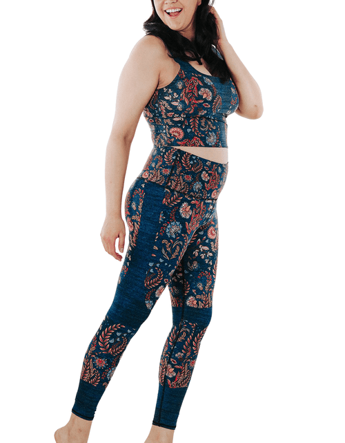 Load image into Gallery viewer, Festival Denim Printed Yoga Leggings by Yoga Democracy
