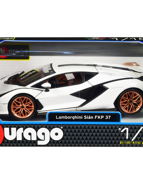 Load image into Gallery viewer, Lamborghini Sian FKP 37 White with Copper Wheels 1/18 Diecast Model Car by Bburago
