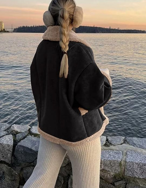 Load image into Gallery viewer, Fuzzy Collared Neck Long Sleeve Jacket
