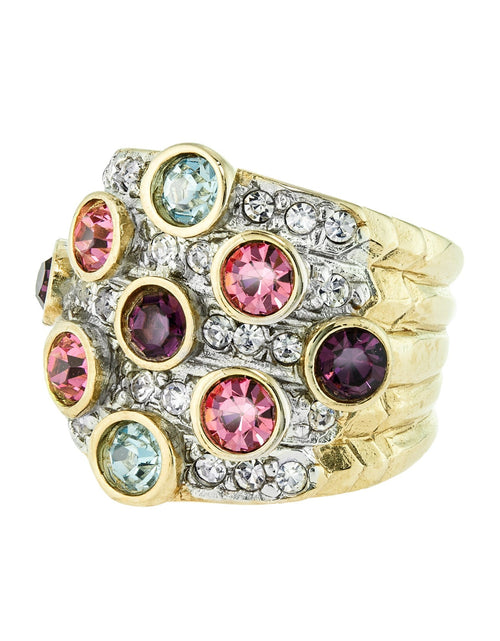 Load image into Gallery viewer, Vintage Pave Austrian Crystal Ring Womens Antique Ring 18k Yellow Gold Electroplated Made in USA by PVD Vintage Jewelry
