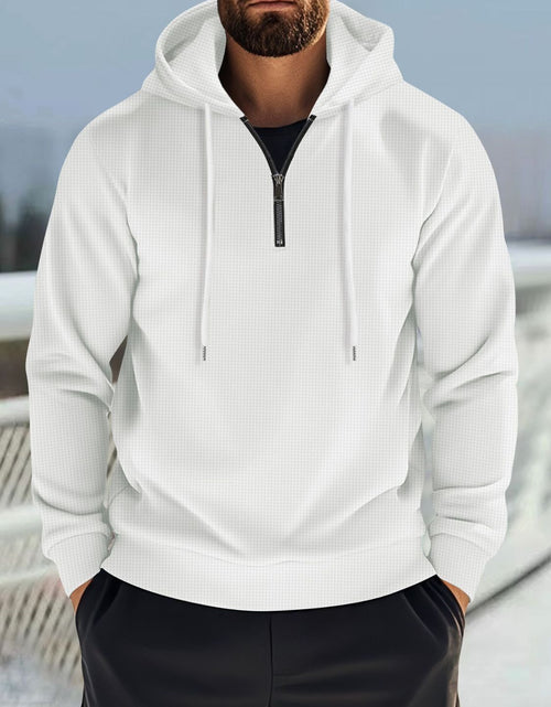 Load image into Gallery viewer, Men's Full Size Quarter Zip Long Sleeve Drawstring Hoodie Plus Size
