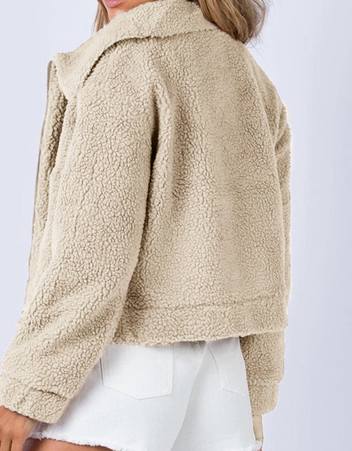 Load image into Gallery viewer, Long Sleeve Collared Neck Sherpa Jacket

