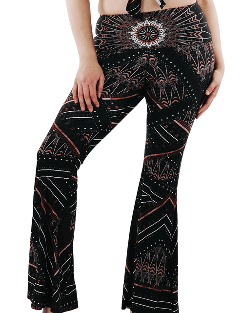 Load image into Gallery viewer, Humble Warrior Printed Bell Bottoms by Yoga Democracy
