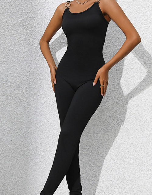 Load image into Gallery viewer, Perfee Scoop Neck Wide Strap Skinny Jumpsuit
