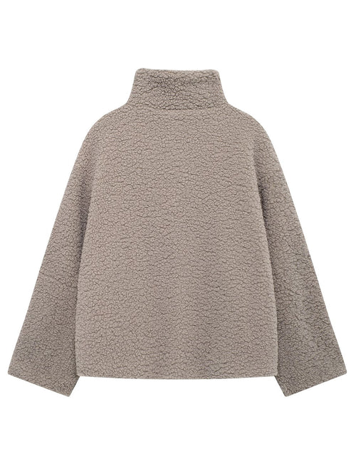 Load image into Gallery viewer, Zip Up Turtleneck Long Sleeve Plush Jacket

