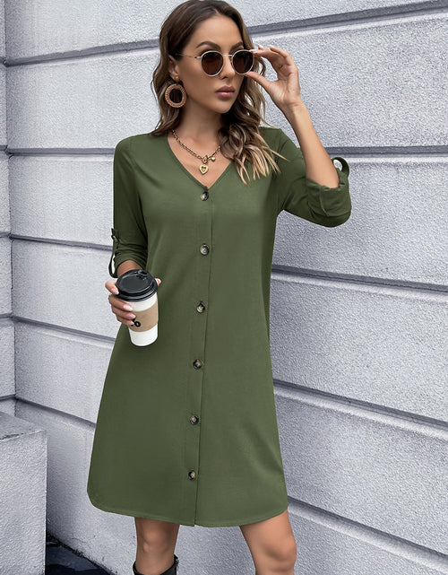 Load image into Gallery viewer, Ivy Lane Button Down V-Neck Mini Dress
