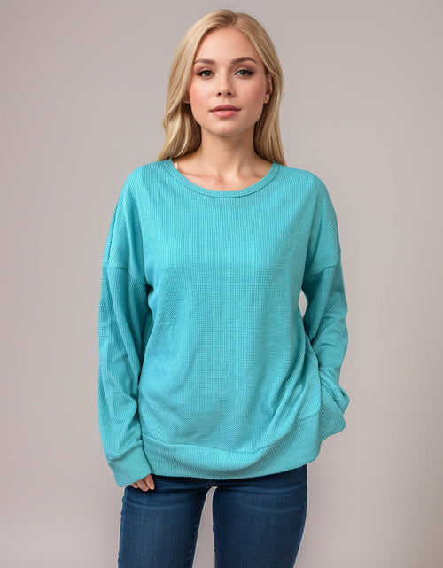 Load image into Gallery viewer, Side Slit Round Neck Long Sleeve T-Shirt
