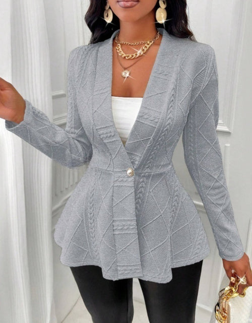 Load image into Gallery viewer, One Button Textured Peplum Cardigan
