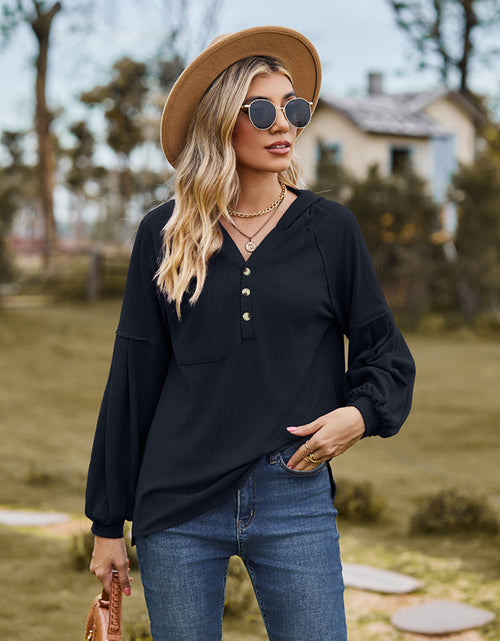 Load image into Gallery viewer, Dropped Shoulder Button-Down Hoodie
