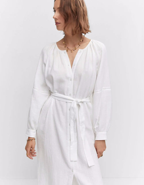 Load image into Gallery viewer, Women New Spring and Autumn Daily Elegant Cotton White Dress by BlakWardrob
