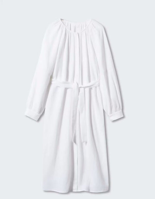 Load image into Gallery viewer, Women New Spring and Autumn Daily Elegant Cotton White Dress by BlakWardrob
