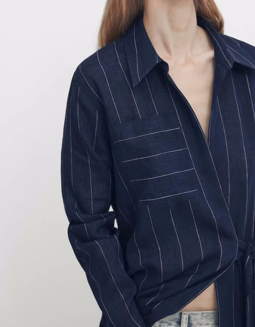 Load image into Gallery viewer, Women New Spring and Autumn Striped Shirt Dress by BlakWardrob
