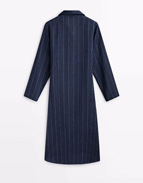Load image into Gallery viewer, Women New Spring and Autumn Striped Shirt Dress by BlakWardrob

