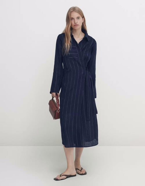 Load image into Gallery viewer, Women New Spring and Autumn Striped Shirt Dress by BlakWardrob
