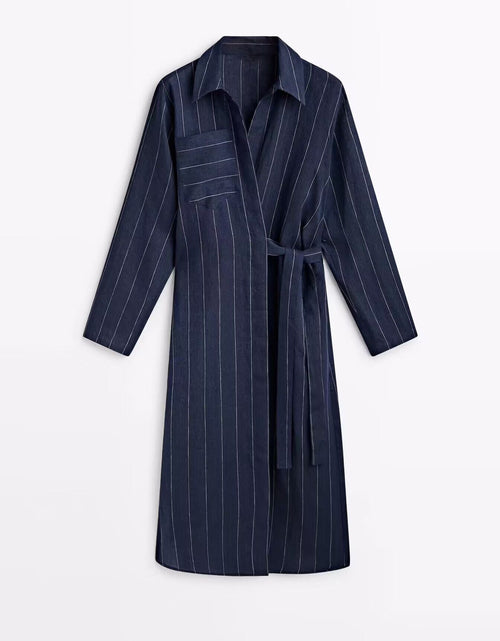 Load image into Gallery viewer, Women New Spring and Autumn Striped Shirt Dress by BlakWardrob
