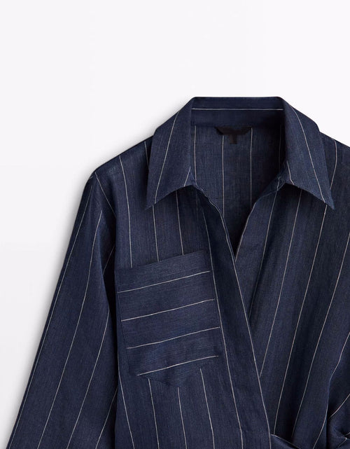 Load image into Gallery viewer, Women New Spring and Autumn Striped Shirt Dress by BlakWardrob

