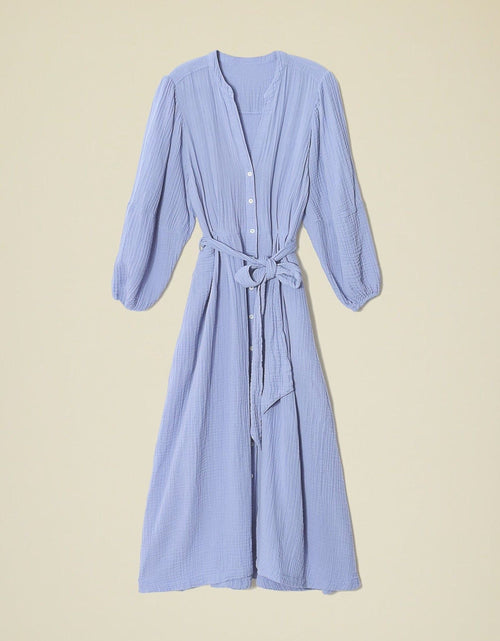 Load image into Gallery viewer, Women New Spring and Autumn Casual Cotton Wrinkle V neck Dress by BlakWardrob
