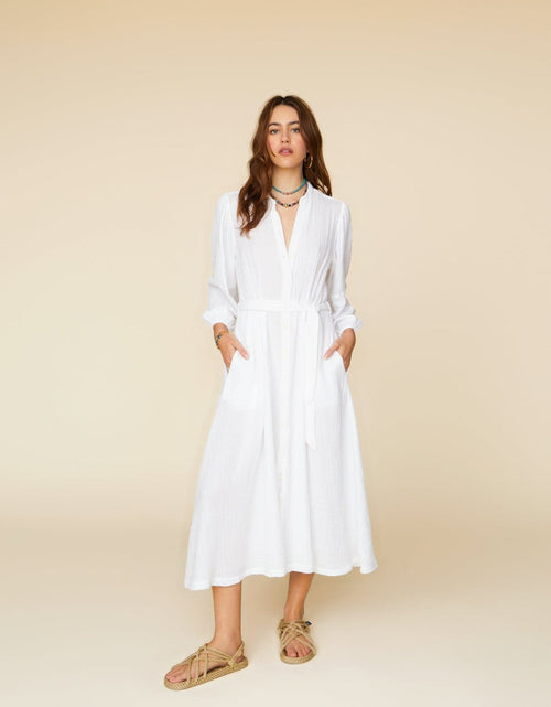 Load image into Gallery viewer, Women New Spring and Autumn Casual Cotton Wrinkle V neck Dress by BlakWardrob
