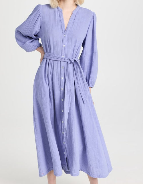 Load image into Gallery viewer, Women New Spring and Autumn Casual Cotton Wrinkle V neck Dress by BlakWardrob
