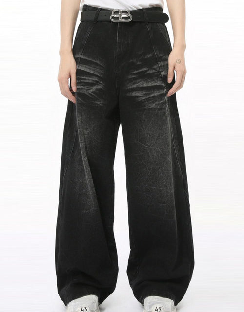 Load image into Gallery viewer, Washed Cat Whiskered Wide Leg Jeans

