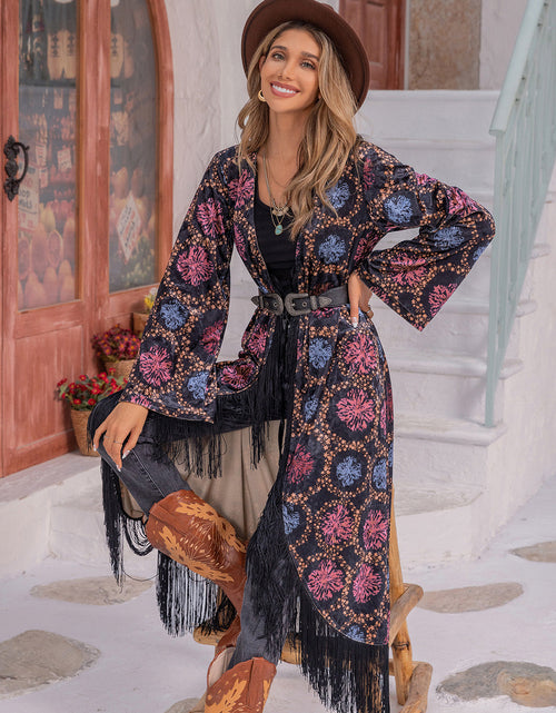 Load image into Gallery viewer, Fringe Open Front Long Sleeve Cardigan
