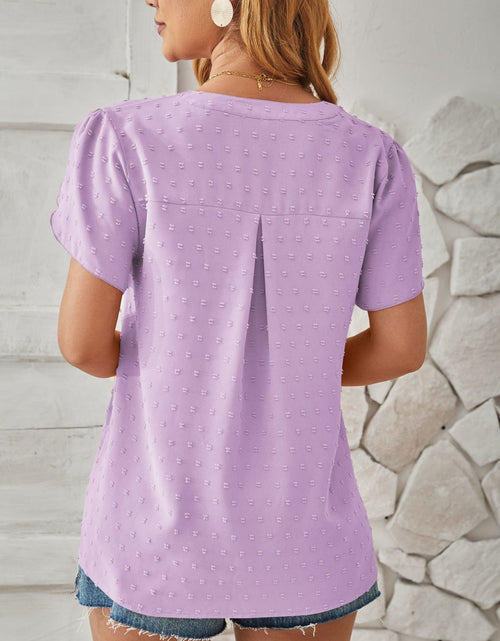 Load image into Gallery viewer, Swiss Dot Notched Petal Sleeve T-Shirt
