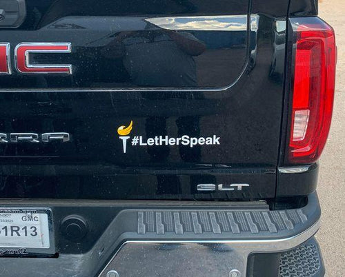 Load image into Gallery viewer, Libertarian Party Torch #LetHerSpeak Vinyl Window Decal (Large) by Proud Libertarian
