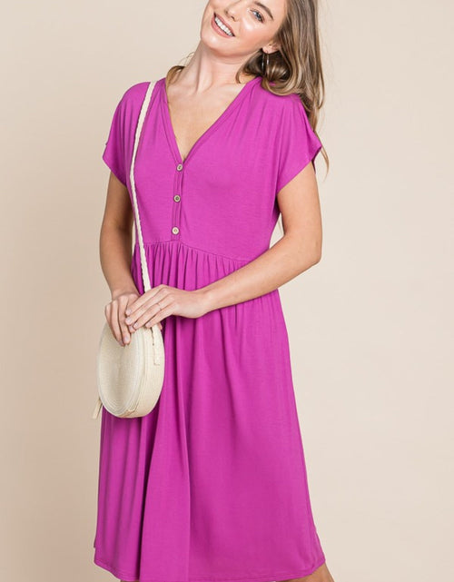 Load image into Gallery viewer, BOMBOM V-Neck Short Sleeve Dress
