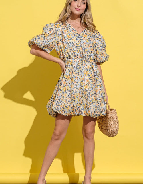 Load image into Gallery viewer, And The Why Full Size Floral Surplice Puff Sleeve Dress
