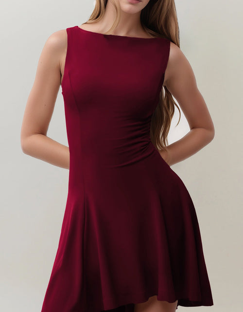 Load image into Gallery viewer, High-Low Round Neck Sleeveless Mini Dress
